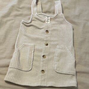 Cream Ribbed Button-Down Dress